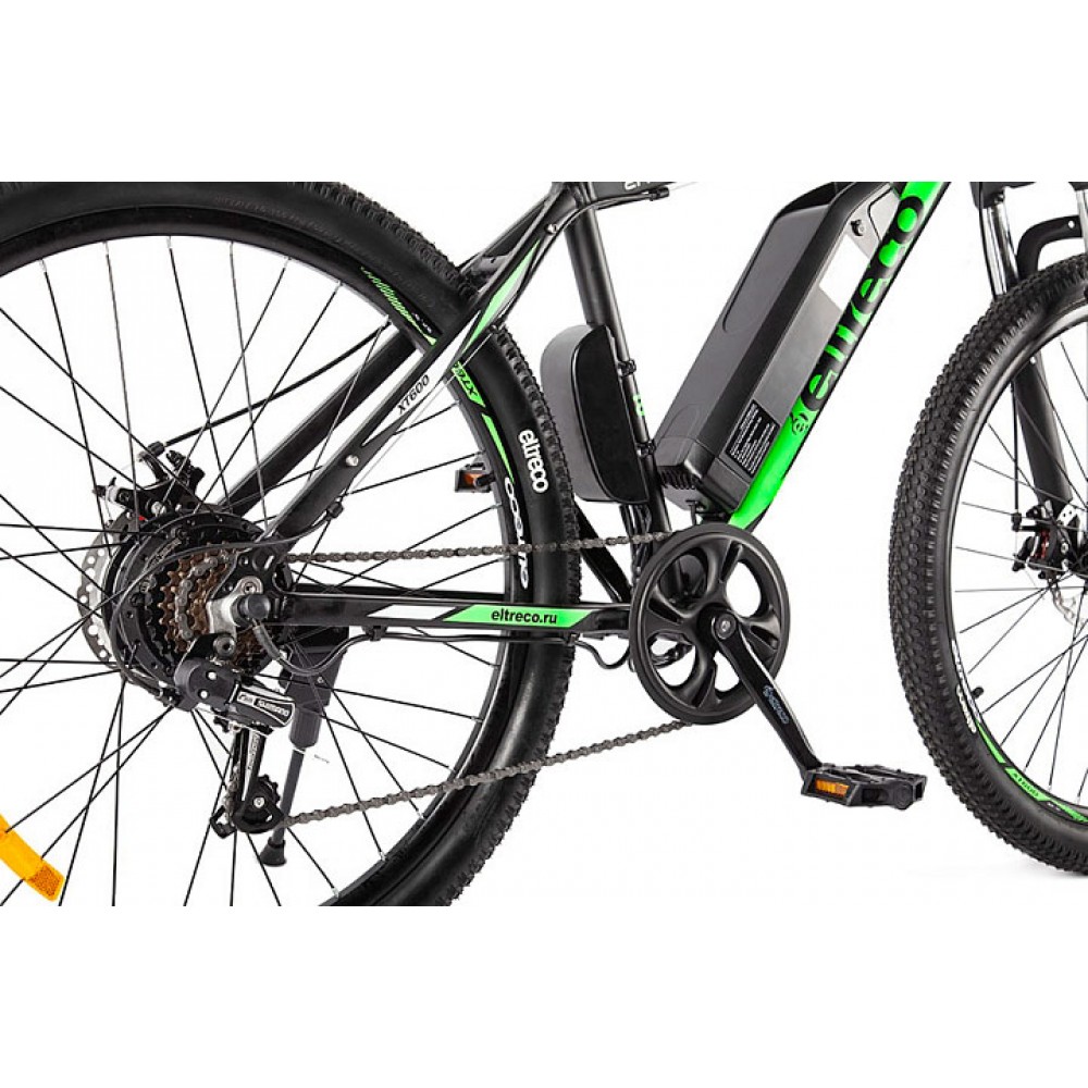 Электровелосипед велогибрид Eltreco XT 600 D (черно-зеленый) 4
